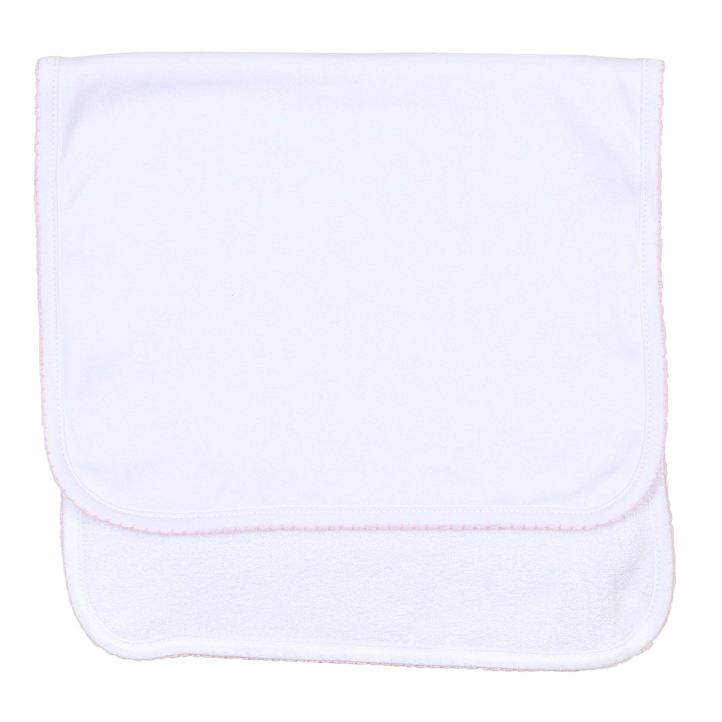 Solid Essentials White Pink Burp Cloth: One Size