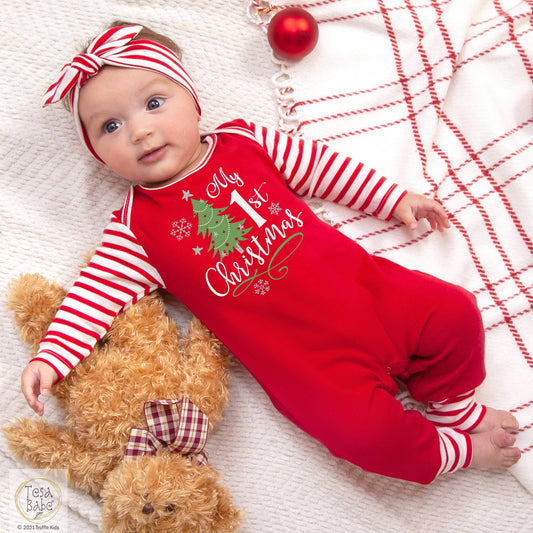 Baby's "My 1st Christmas" Cotton Romper: NB