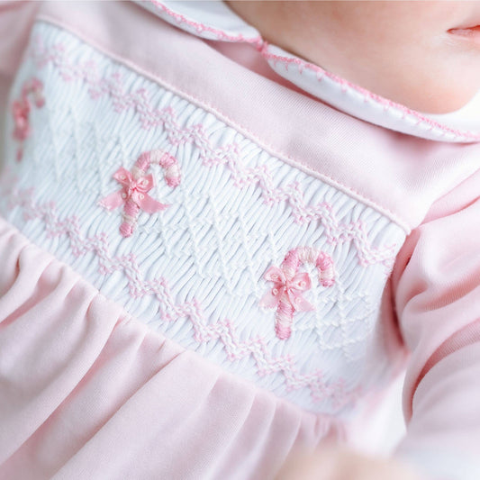 Sweet Peppermint Smocked Footie