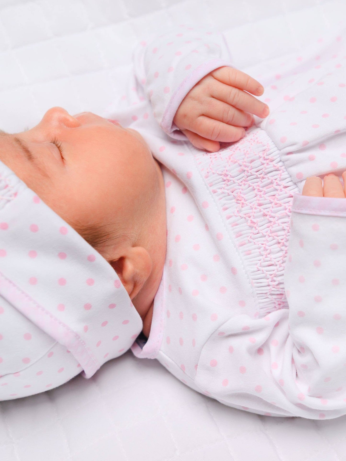 Gingham Dots Smocked Gown - Pink
