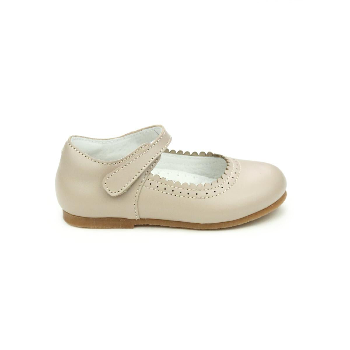 L'Amour Lucille Scalloped Flat-Almond