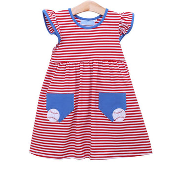 Trotter Street Red Baseball Pocket Dress