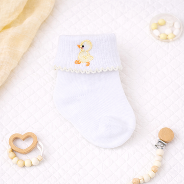 Downy Ducklings Embroidered Socks: Newborn
