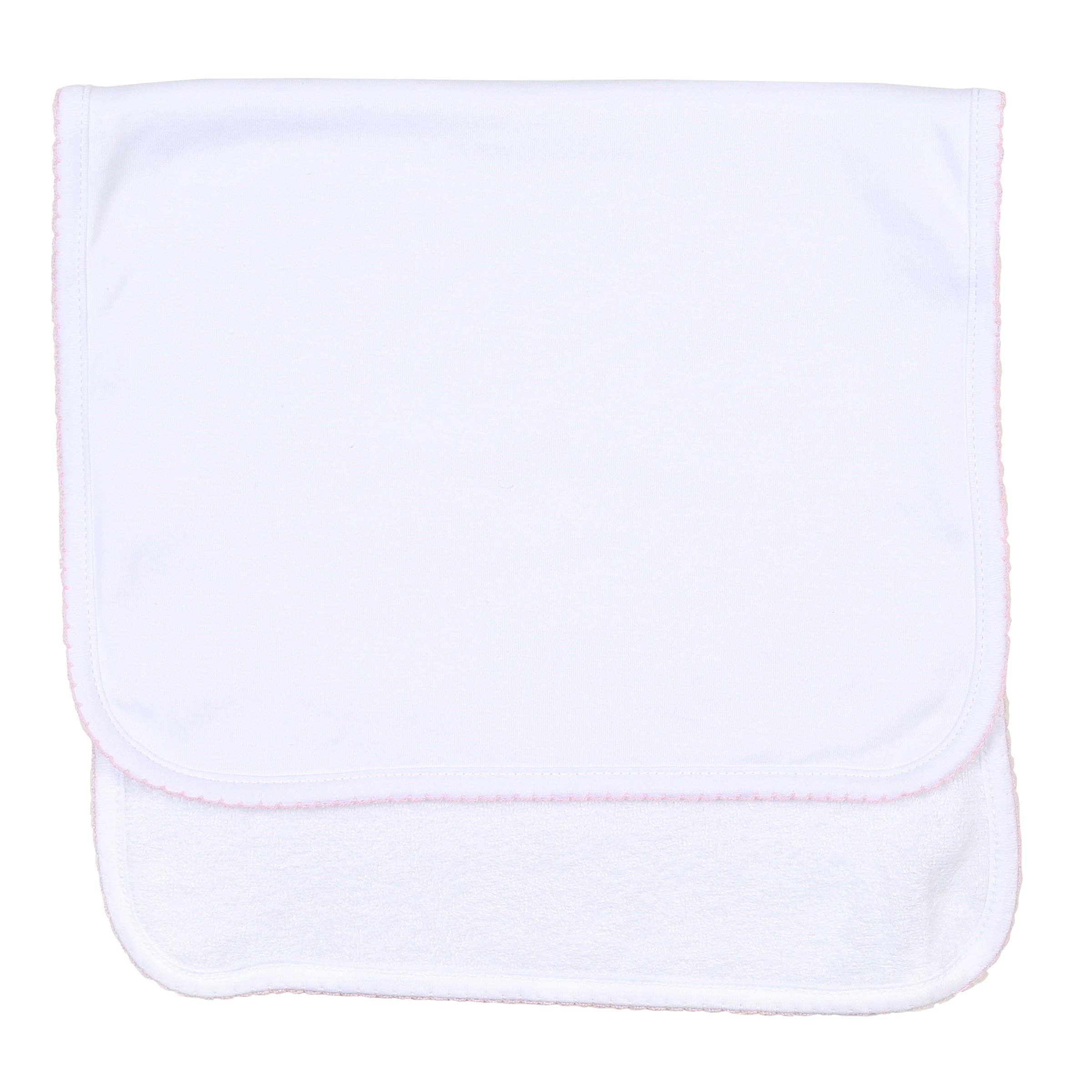 Solid Essentials White Pink Burp Cloth: One Size