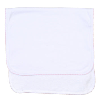 Solid Essentials White Pink Burp Cloth: One Size