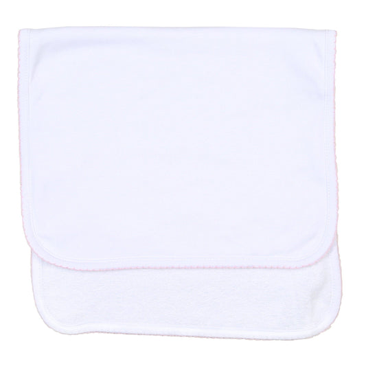 Solid Essentials White Pink Burp Cloth: One Size
