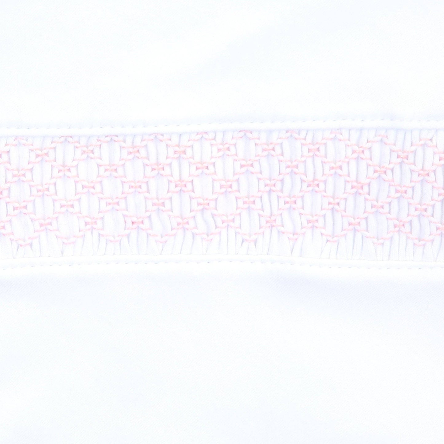 Solid Essentials White Pink Smocked Blanket: One Size