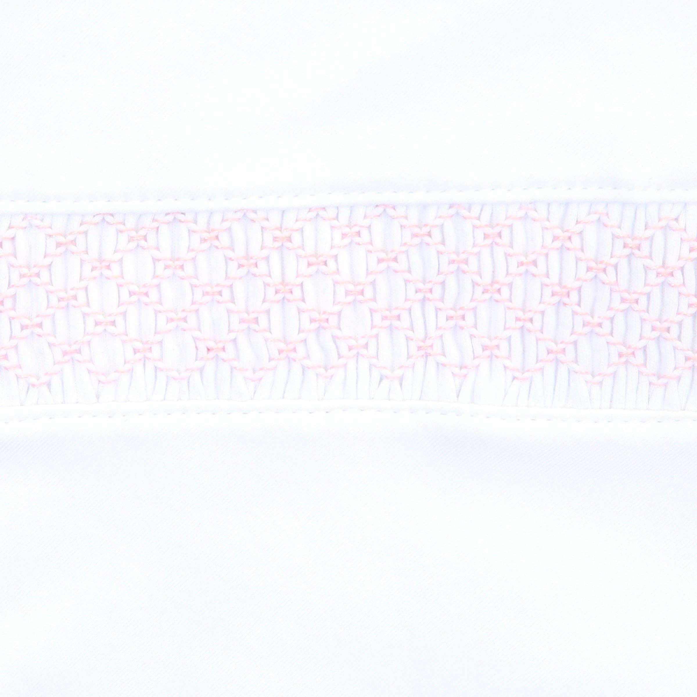 Solid Essentials White Pink Smocked Blanket: One Size