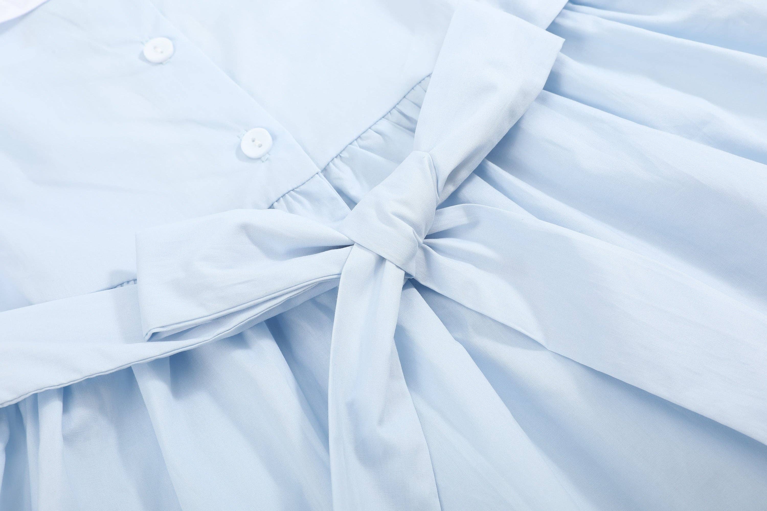 Blue Ruffled Crosses Smocked Dress