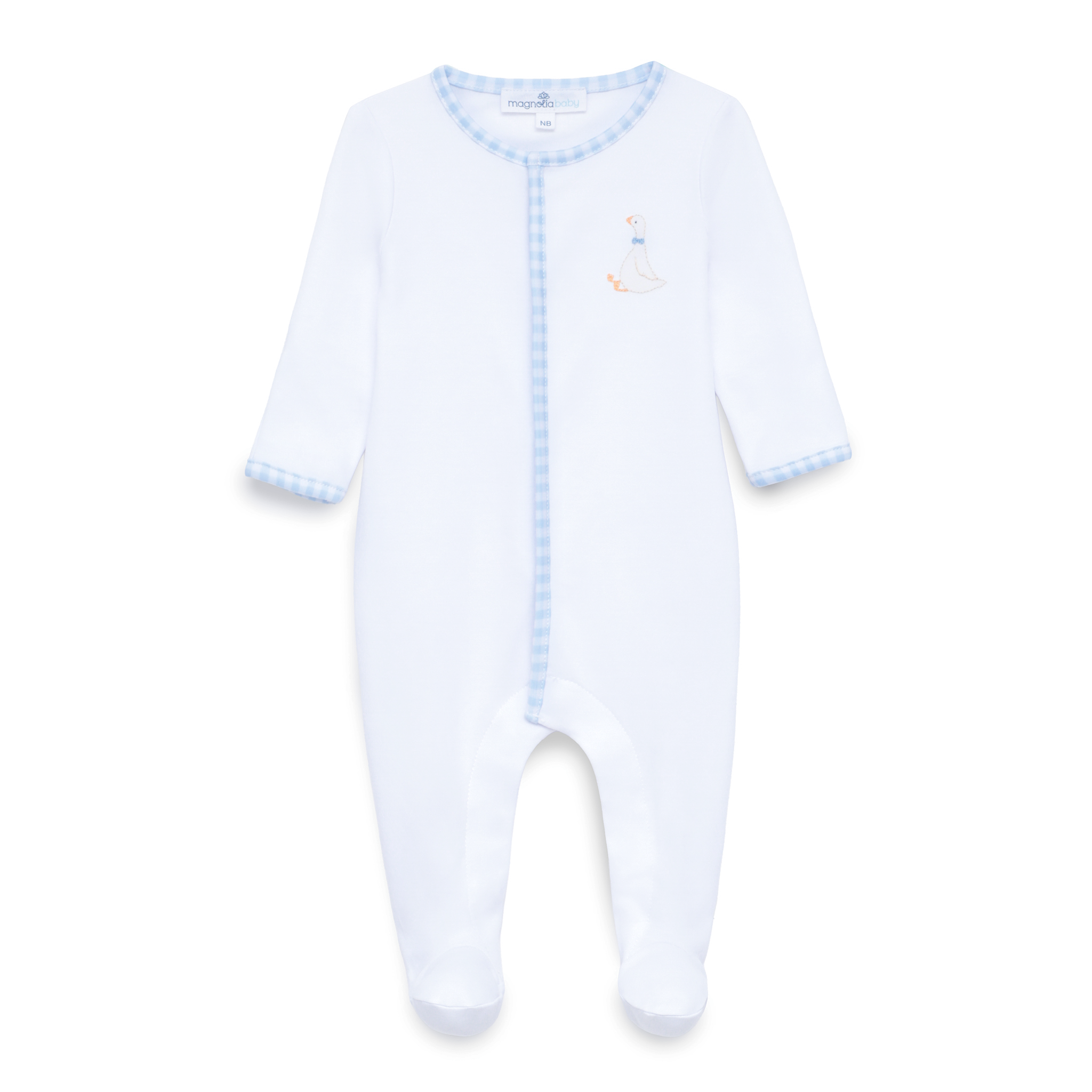 Silly Goose Footie - Light Blue: Newborn