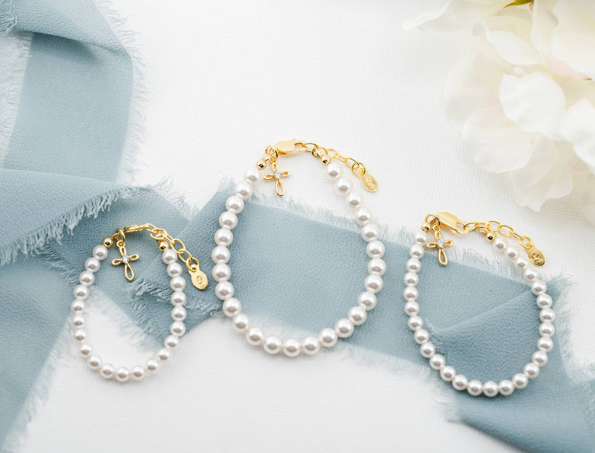 Kids14K Gold-Plated Baptism Cross Bracelet or Communion Gift: Small 0-12m