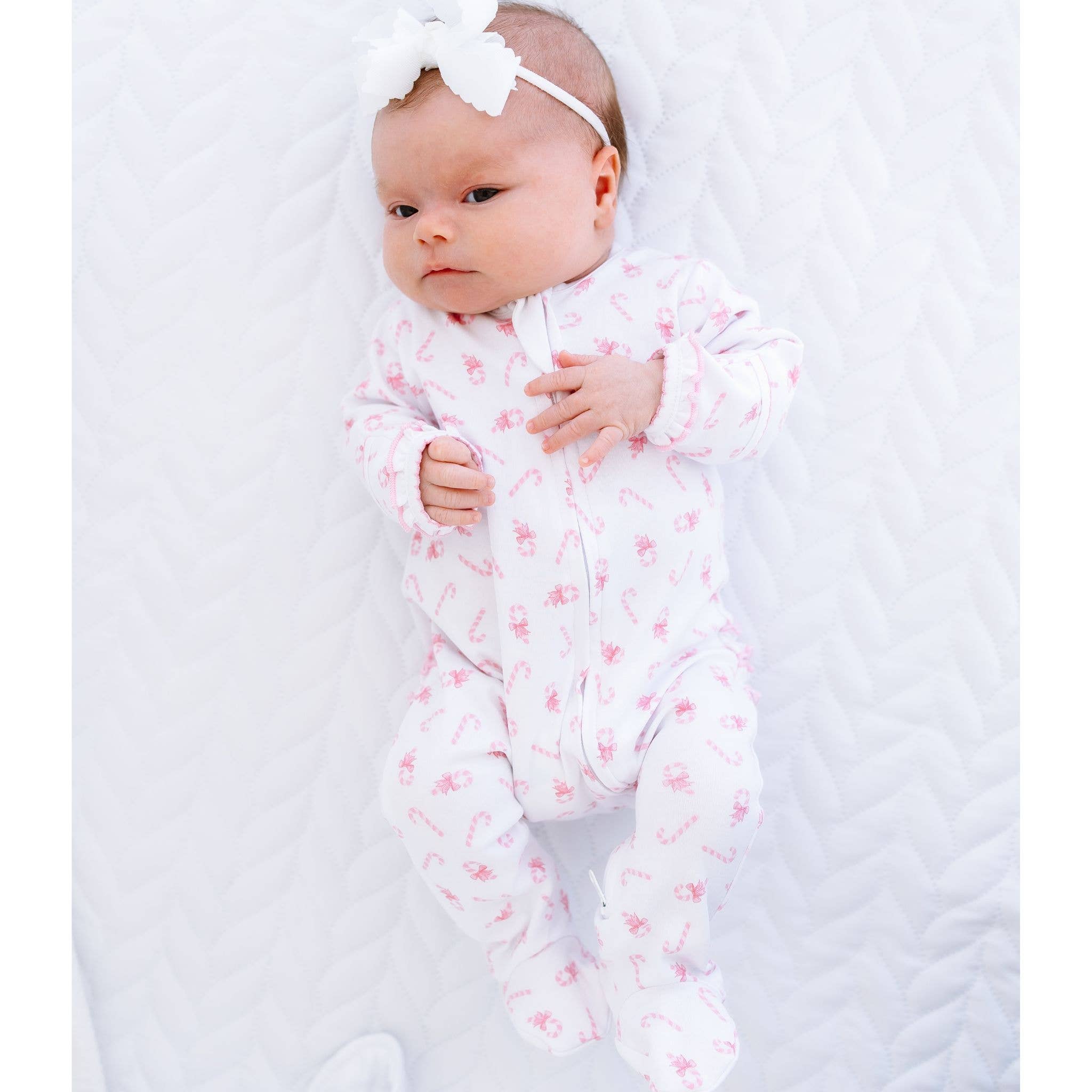 Sweet Peppermint Print Zip Footie