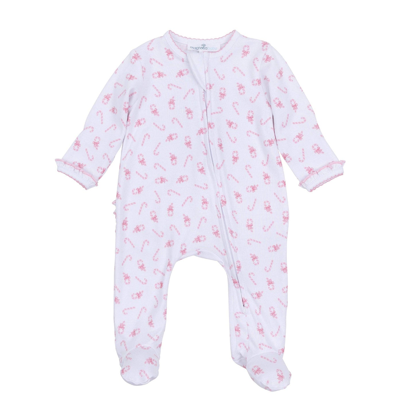 Sweet Peppermint Print Zip Footie