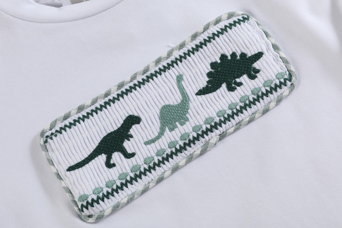 Light Green Dinosaur Smocked Shirt and Shorts