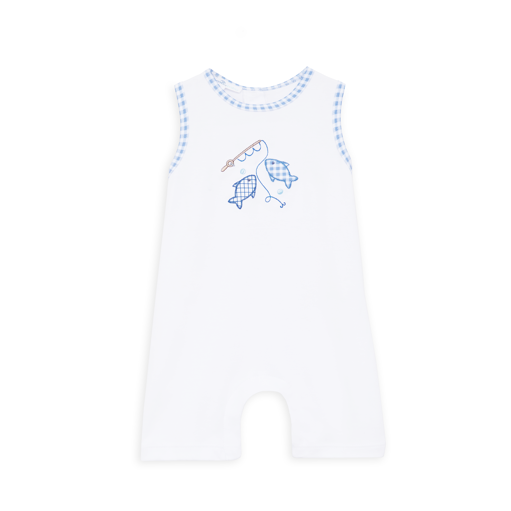 Gone Fishing Applique Short Playsuit: Newborn