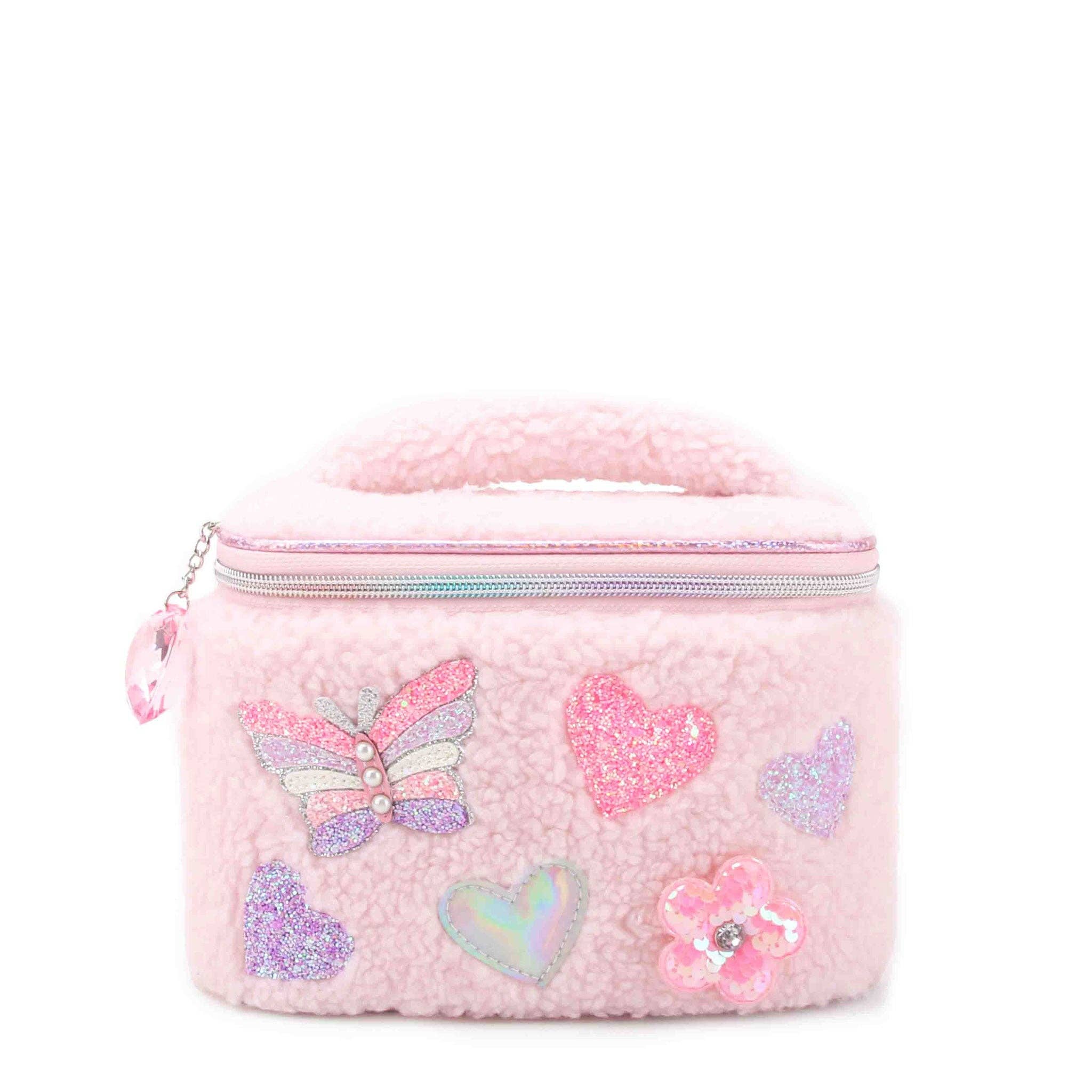 Butterfly, Heart & Daisy Patched Sherpa Glam Bag