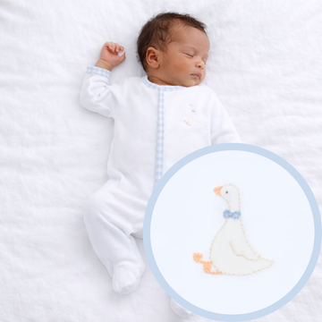 Silly Goose Footie - Light Blue: Newborn
