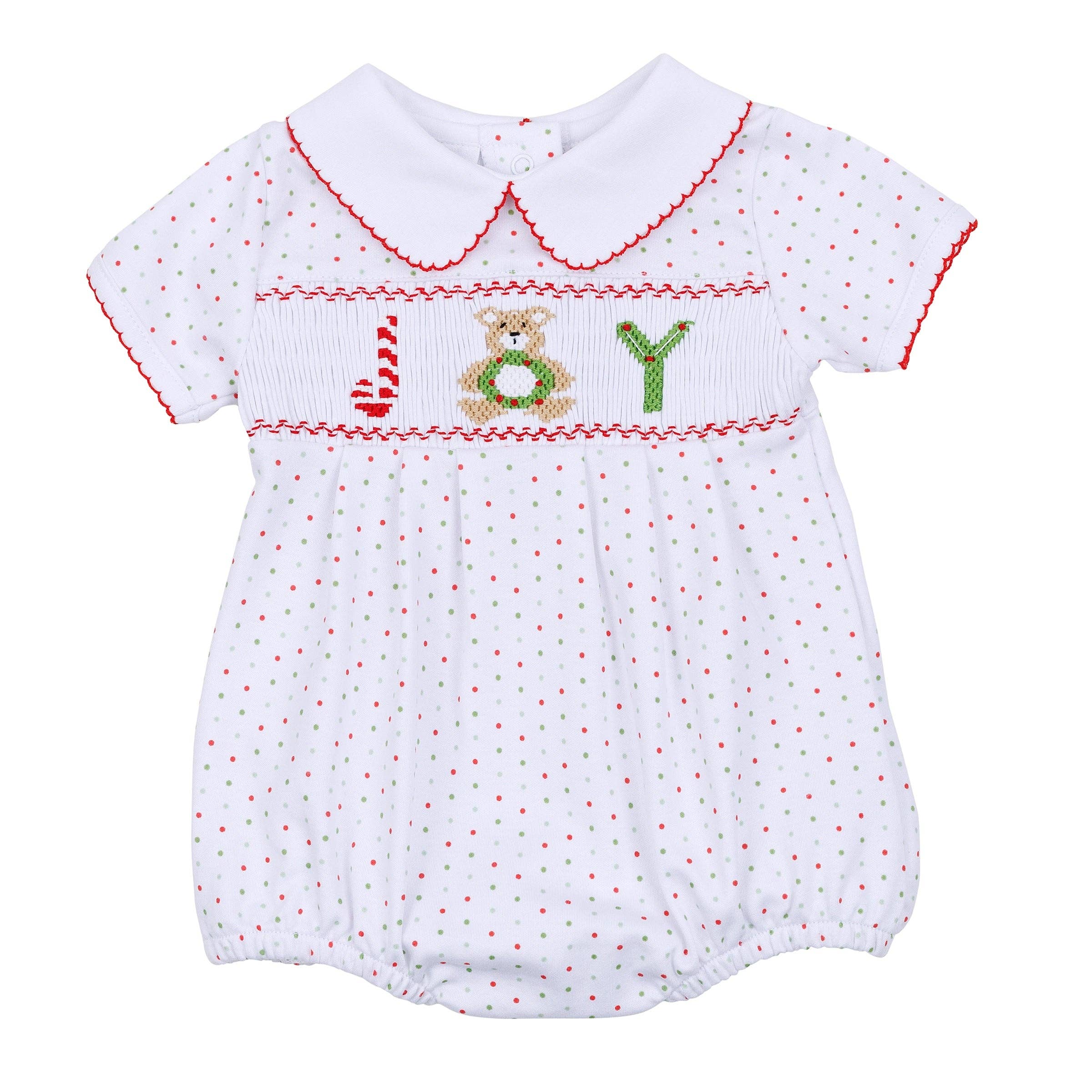 Christmas Joy Classics Smocked Short Sleeve Bubble - Red Boy