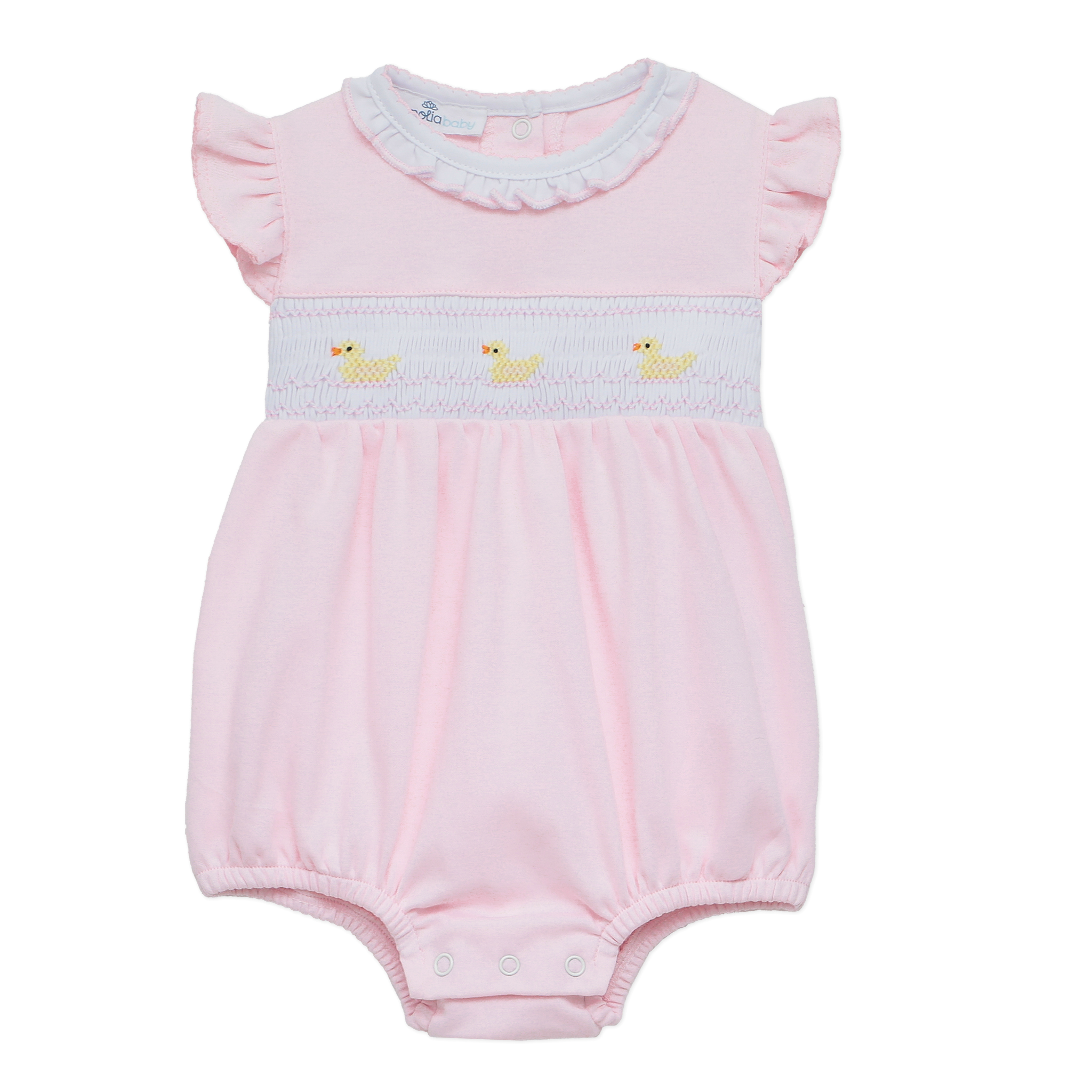 Little Ducklings Classics Smocked Bubble - Pink: Newborn