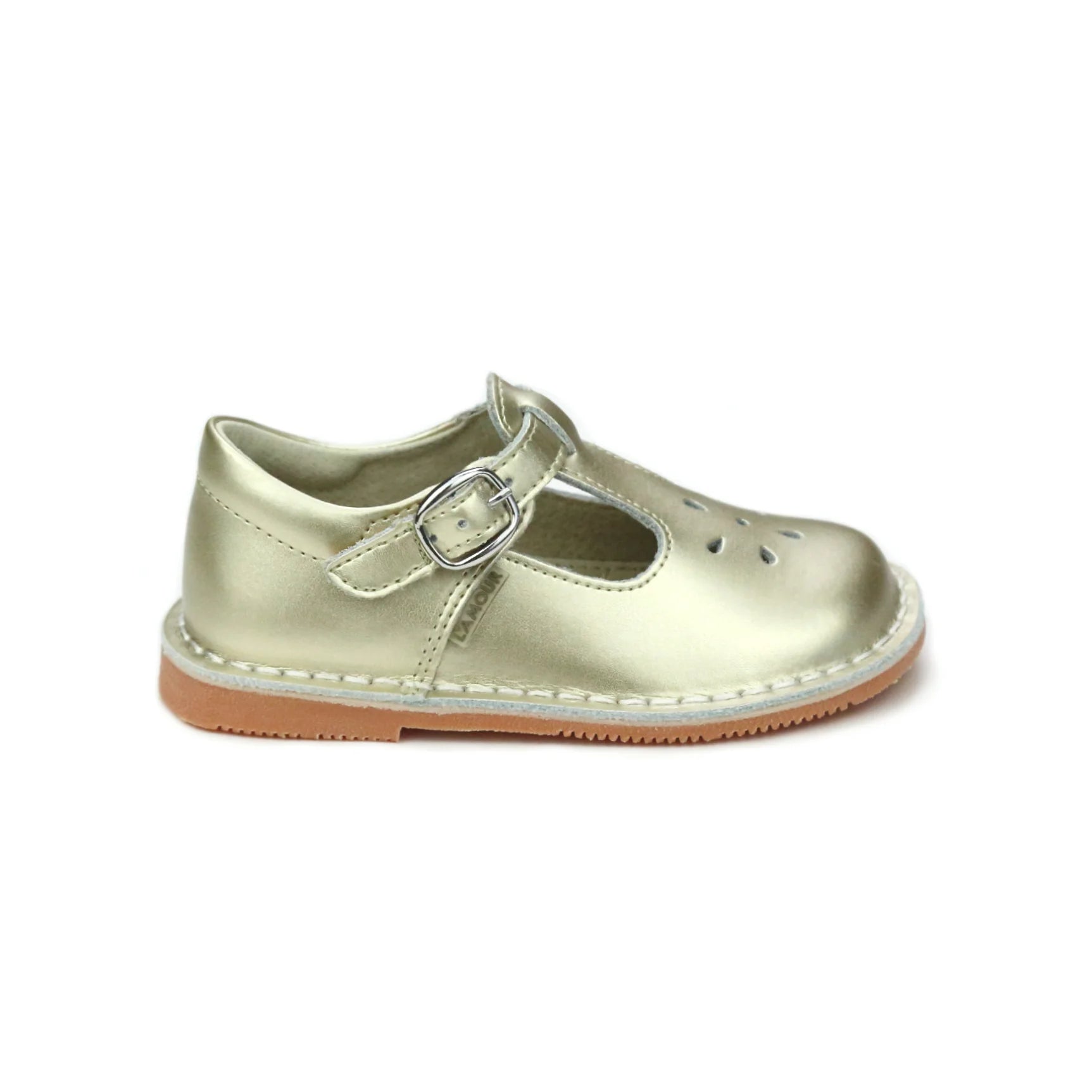 L'Amour Joy Gold T-Strap Mary Jane