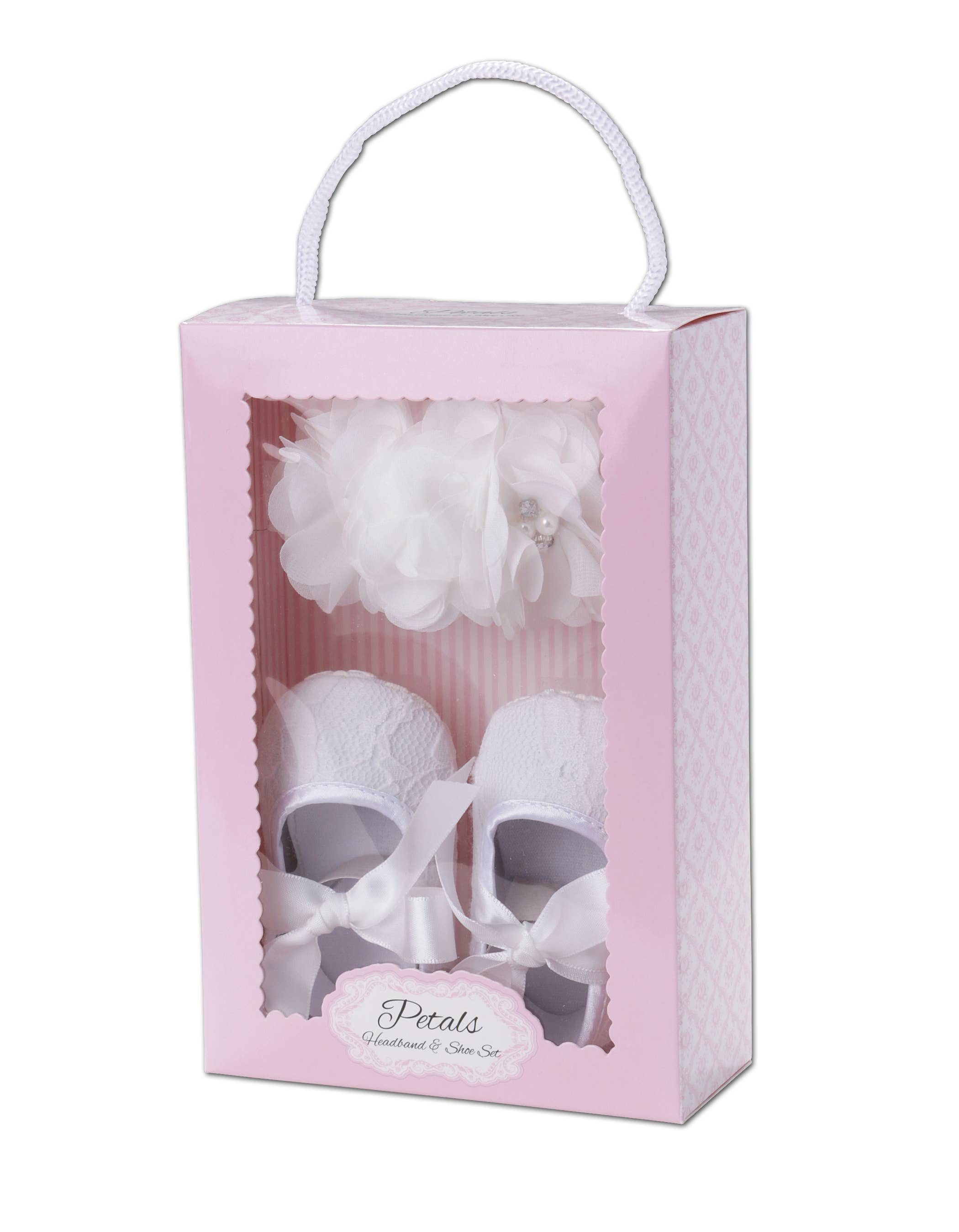 Ivory Lace Baptism Shoe And Headband Set for Baby Girls