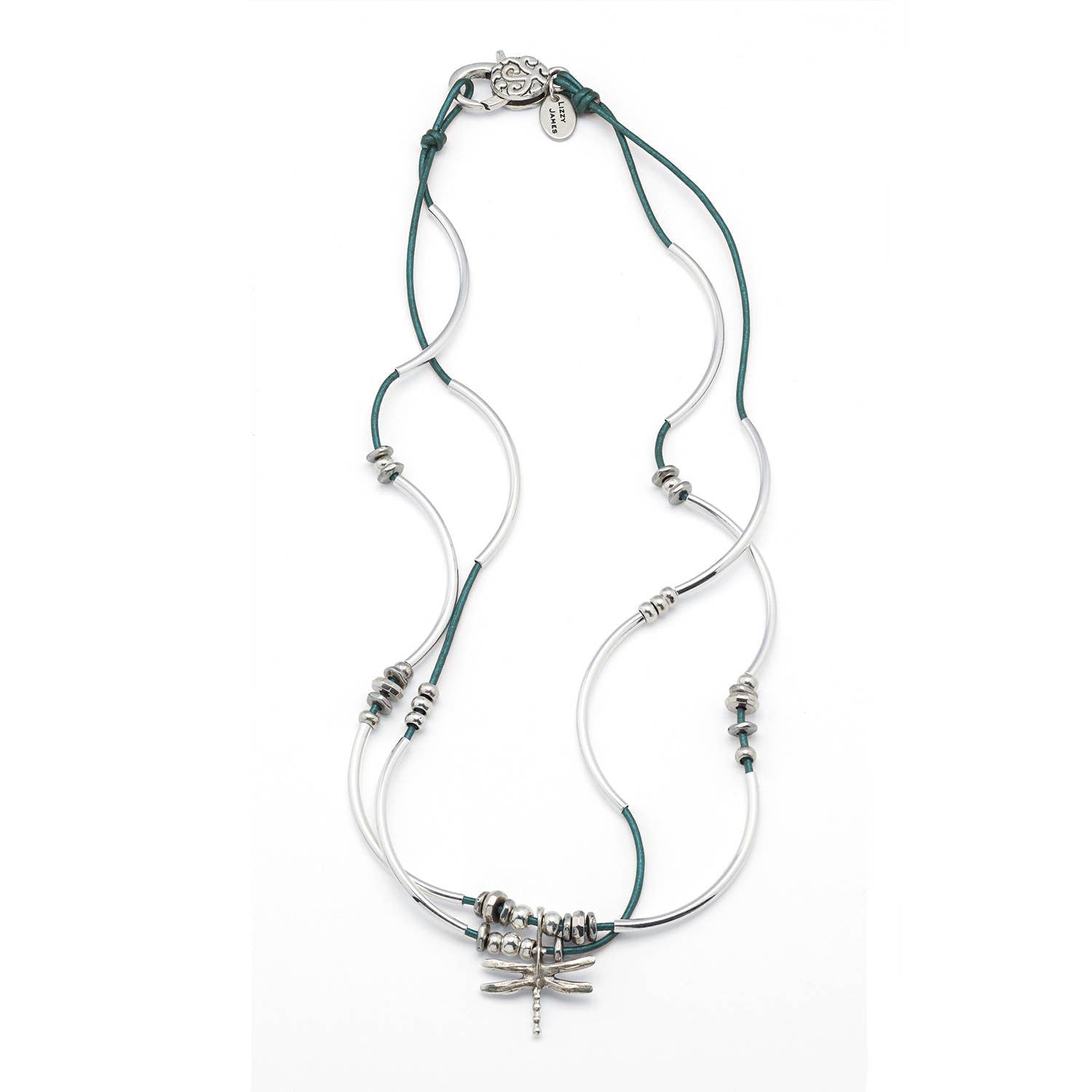 Women's Dragonfly Wrap Bracelet-Necklace - Metallic Teal - L