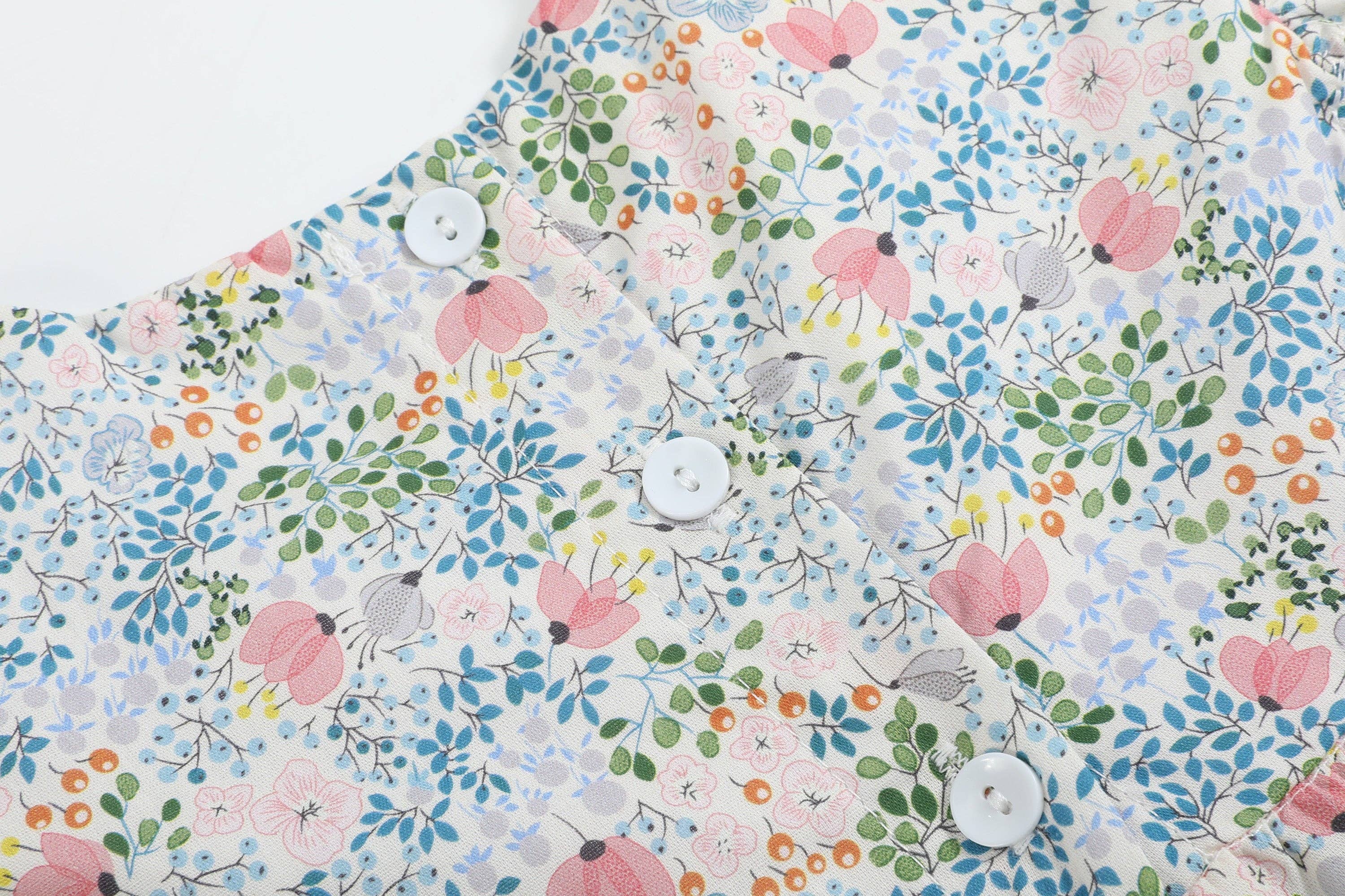 Pink Floral Print Smocked Futter Romper: 3-6M