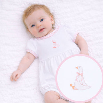 Silly Goose Ruffle Bubble - Pink: 9 Months