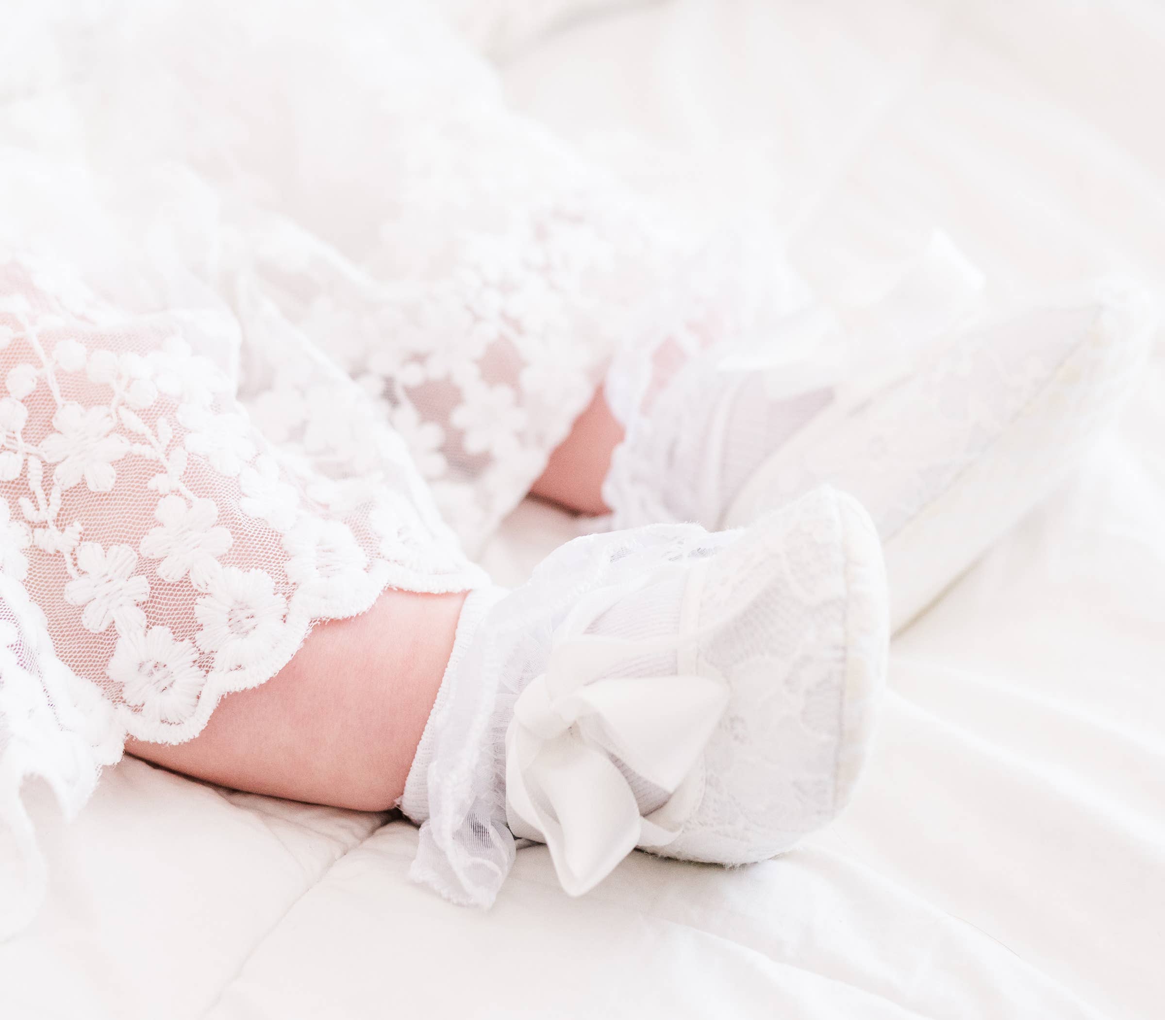 Ivory Lace Baptism Shoe And Headband Set for Baby Girls