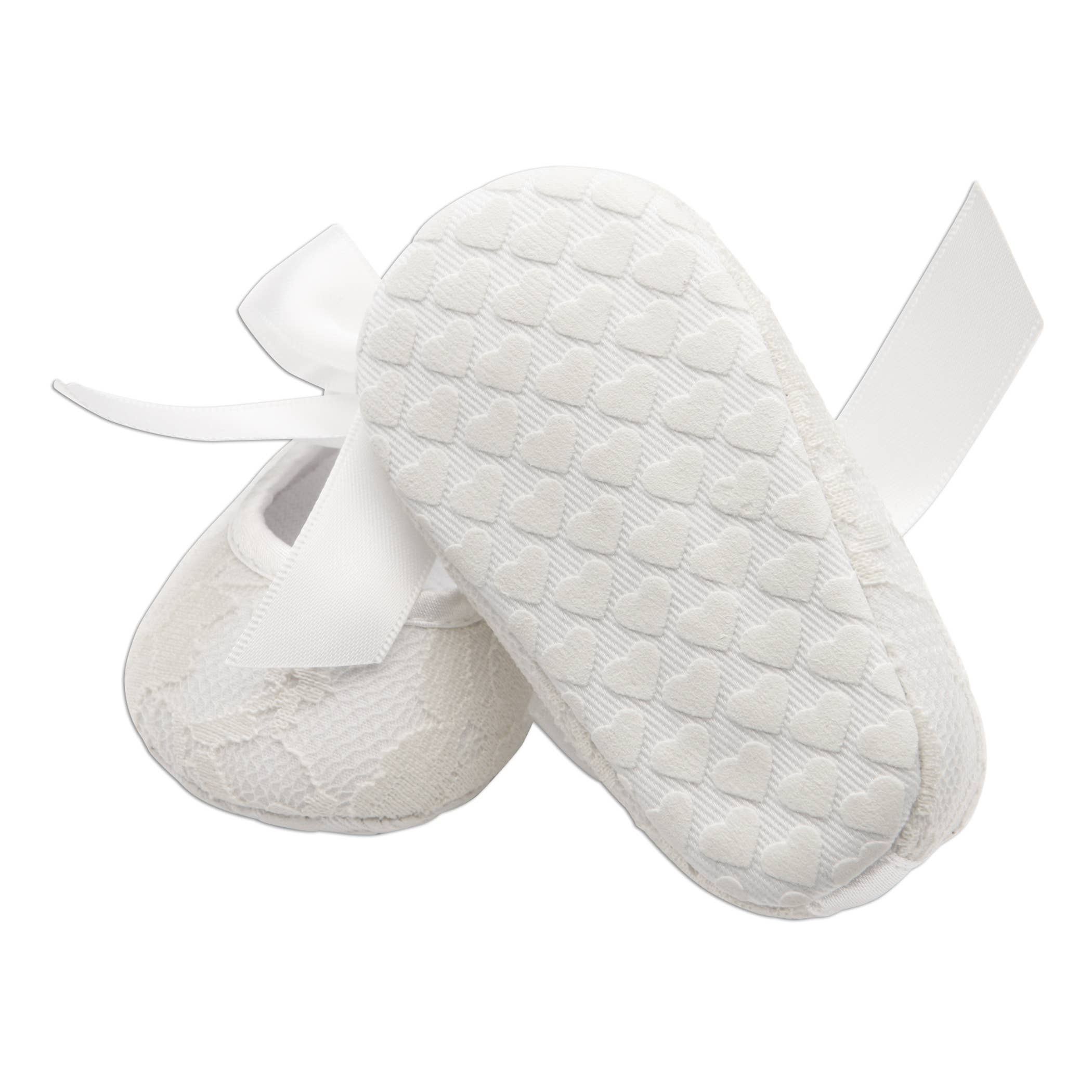 Ivory Lace Baptism Shoe And Headband Set for Baby Girls