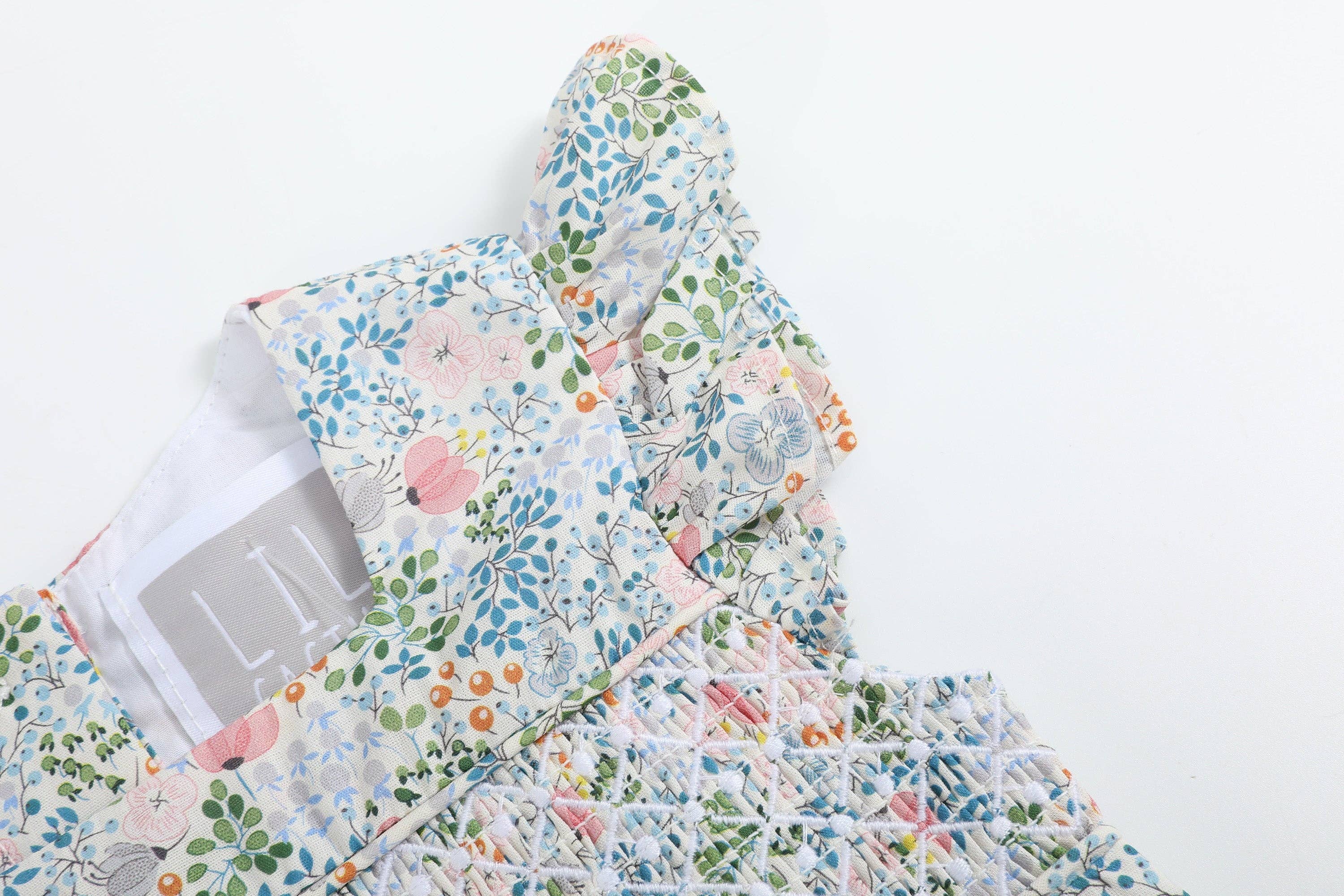 Pink Floral Print Smocked Futter Romper: 3-6M