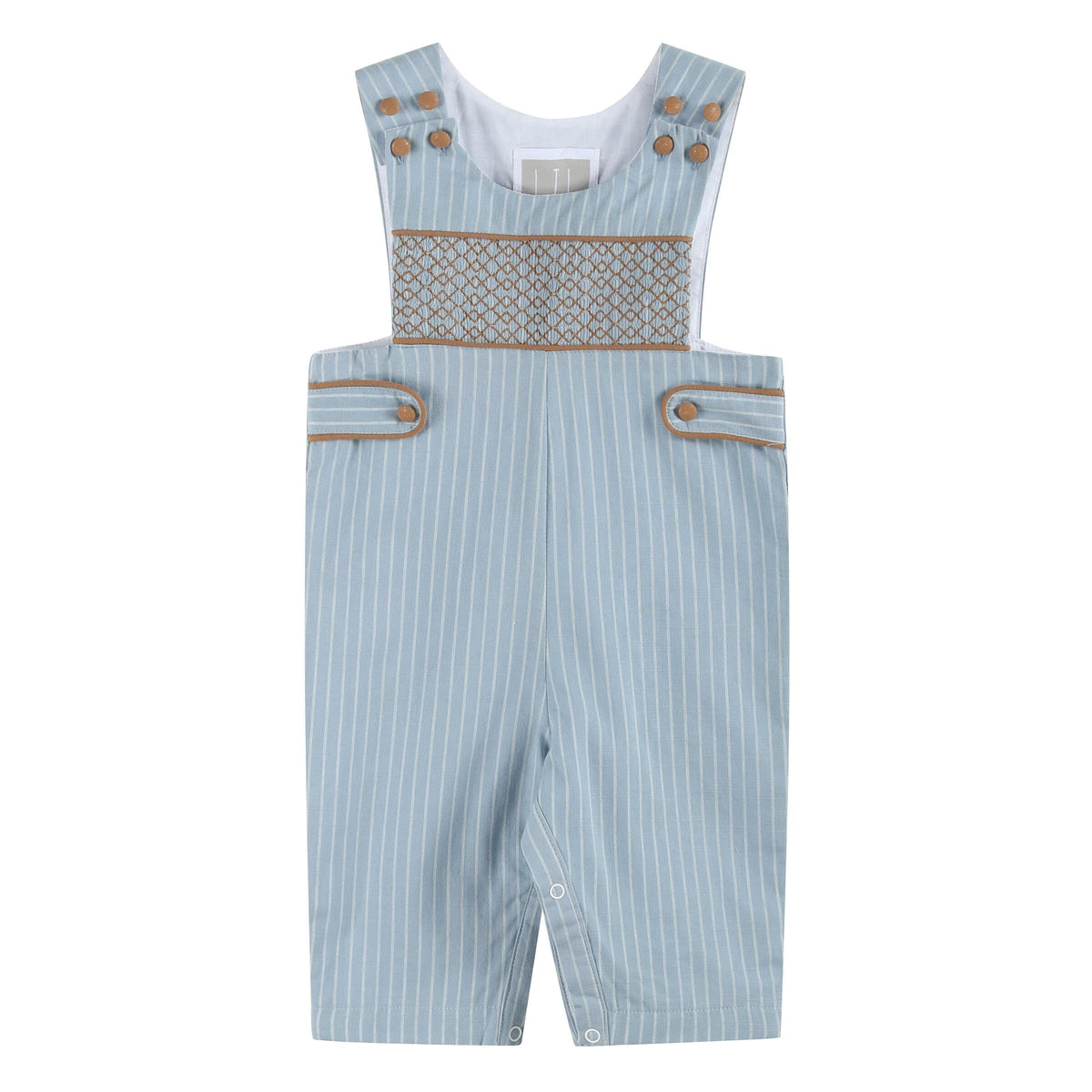 Lil Cactus Light Blue Smocked Overalls