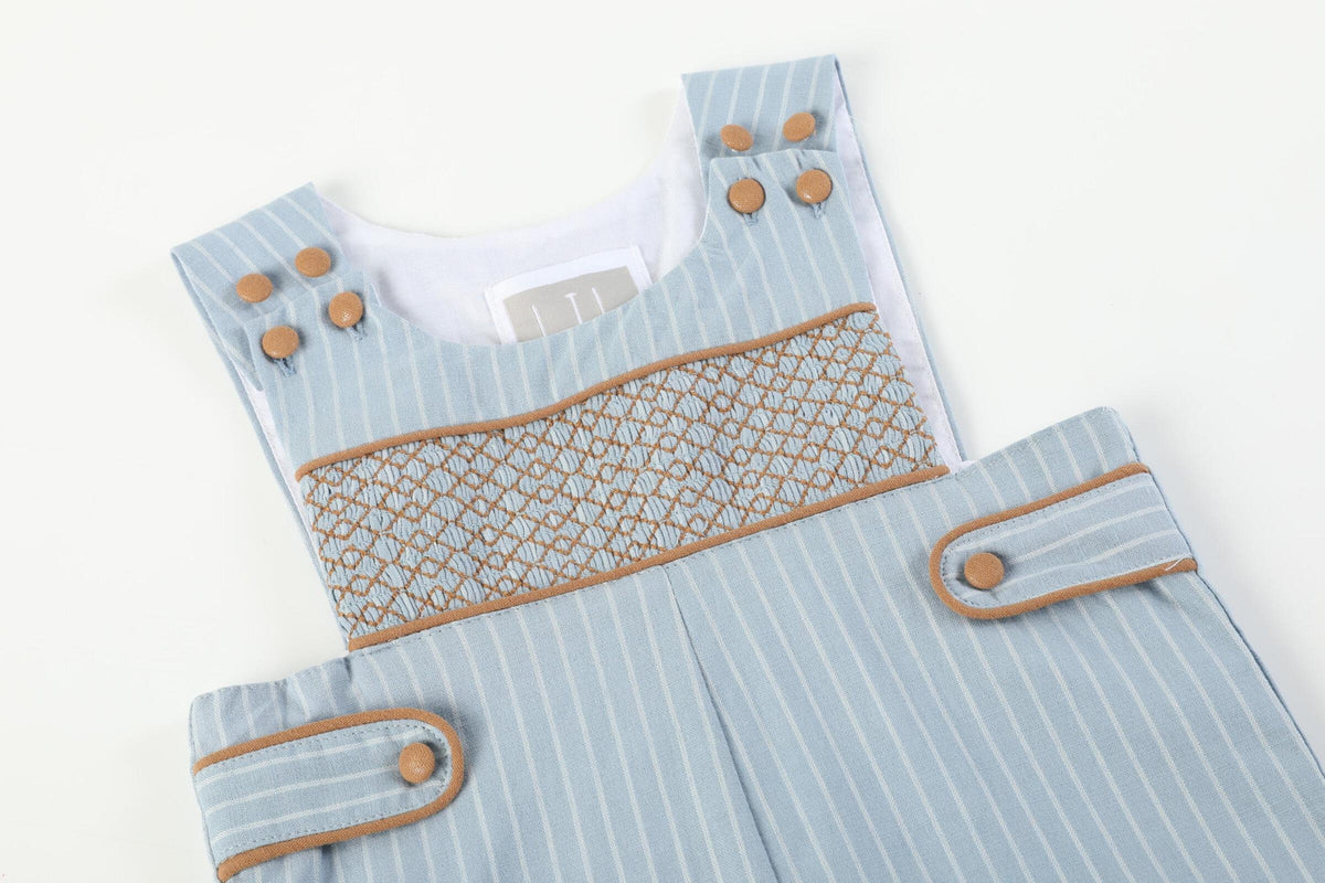 Lil Cactus Light Blue Smocked Overalls