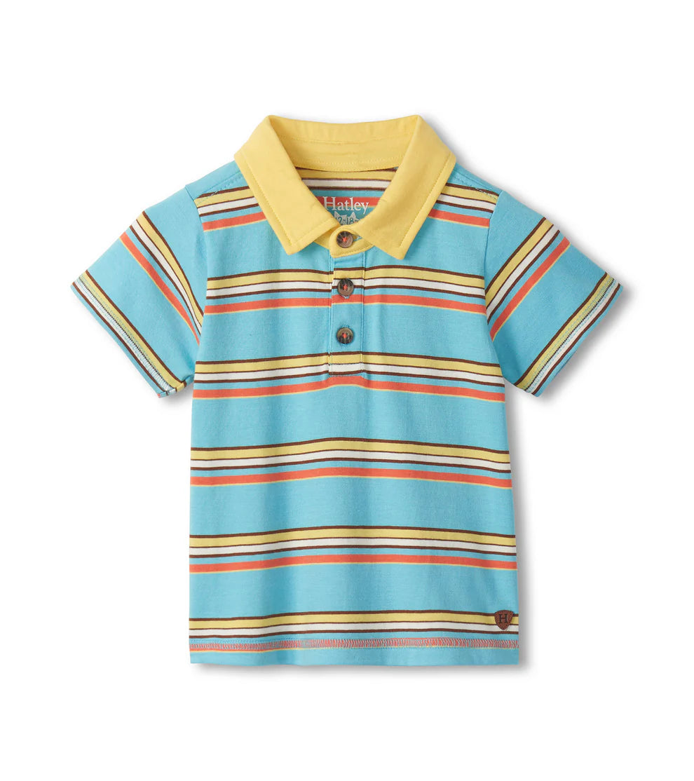 Hatley Baby & Toddlers Boys Camp Stripe Peached Jersey Polo T-Shirt