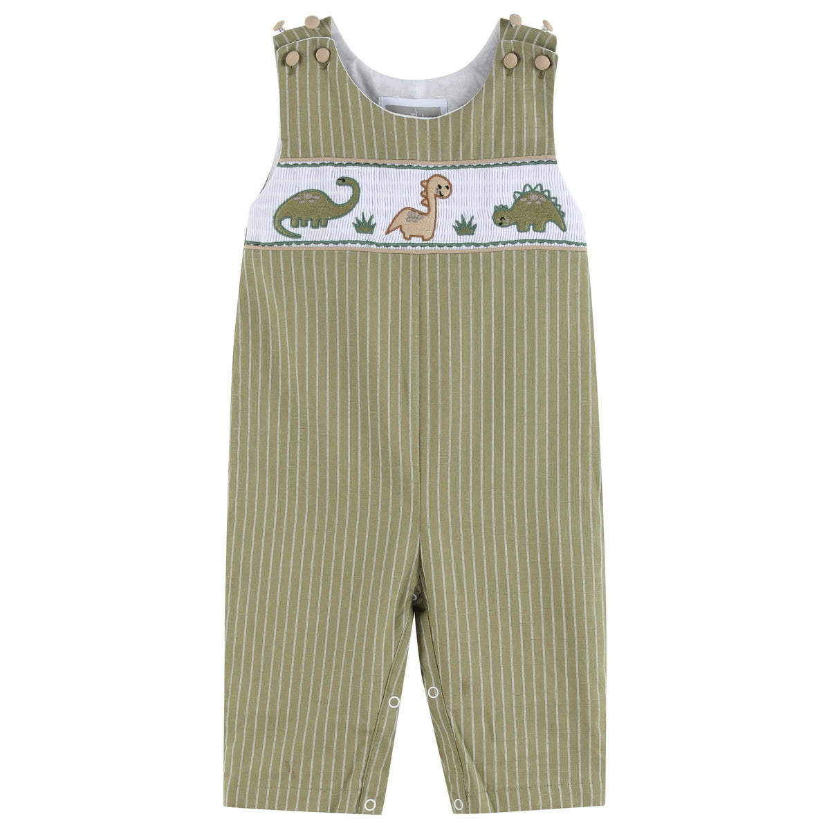 Green Dinosaur Smocked Longalls