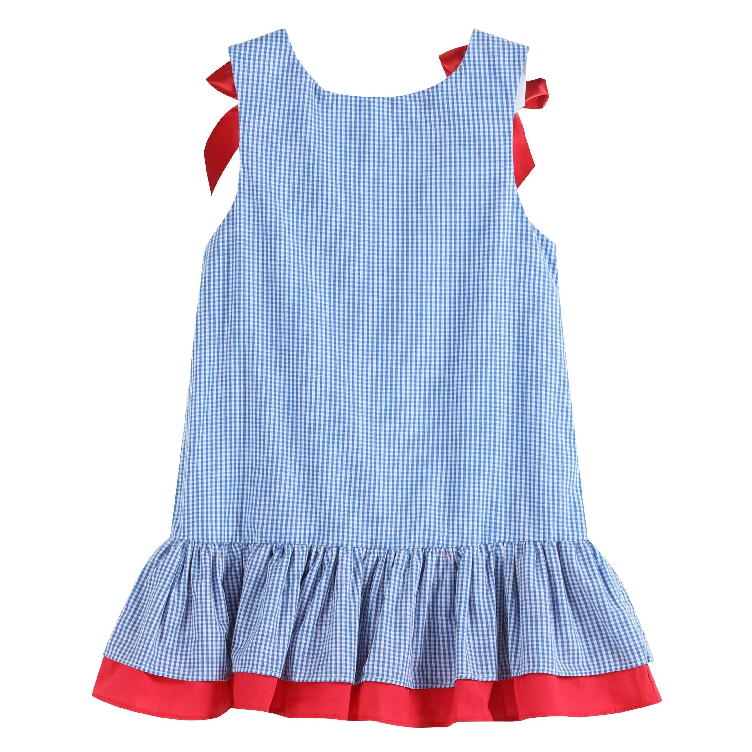 Happy 4th of July Blue Gingham Ruffle Dress