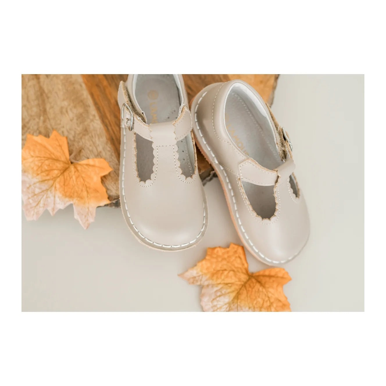 L'Amour Selina Scalloped T-Strap Mary Jane-Almond