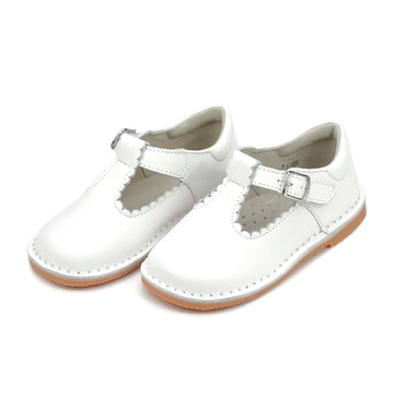 L'Amour Selina Scalloped T-Strap Mary Jane-White