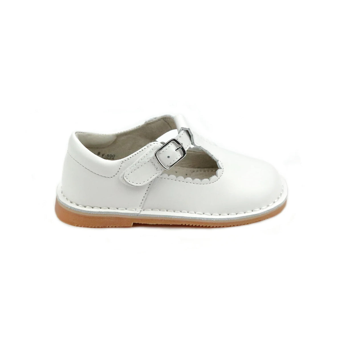 L'Amour Selina Scalloped T-Strap Mary Jane-White