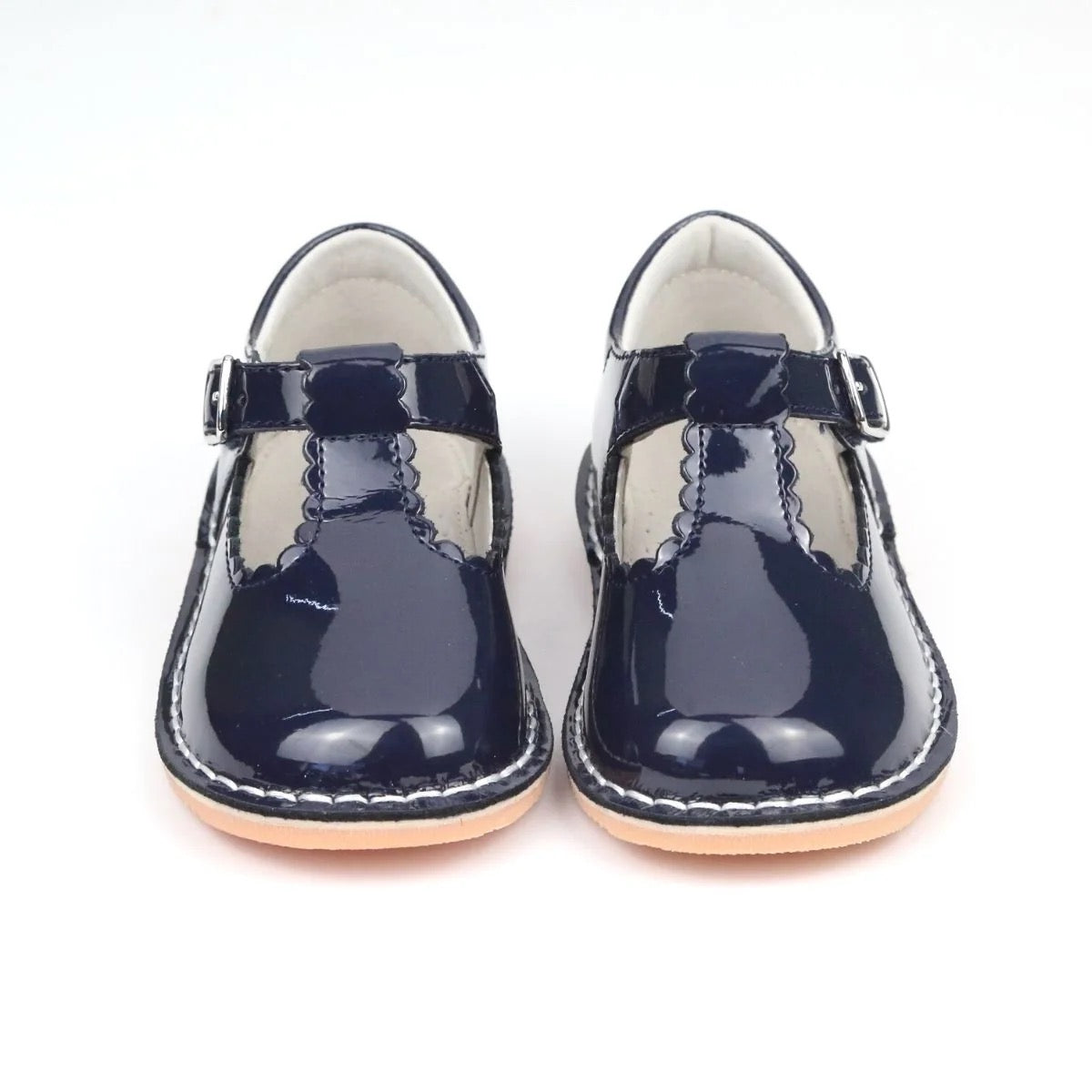 L'Amour Selina Scalloped T-Strap Mary Jane-Patent Black