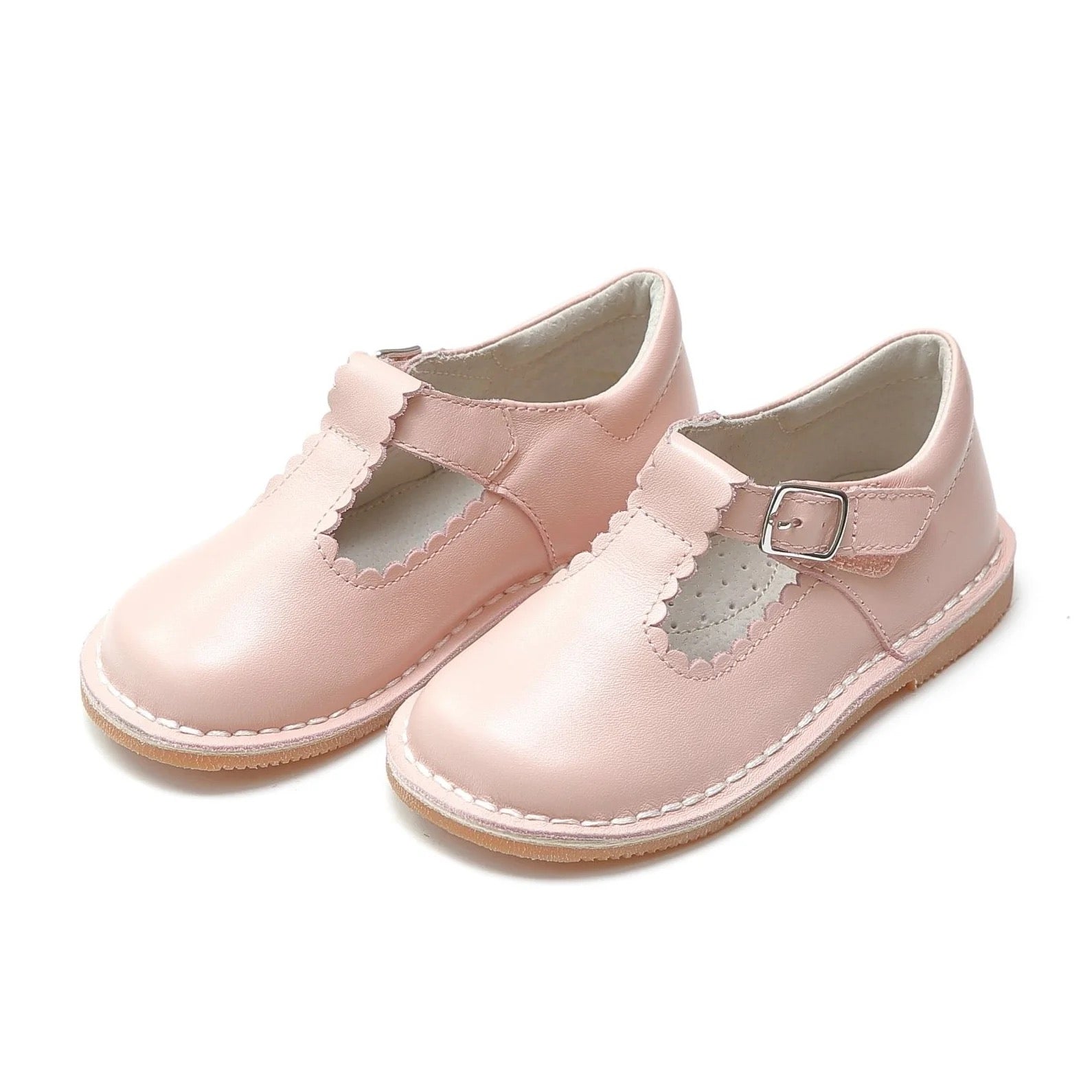 L'Amour Selina Scalloped T-Strap Mary Jane-Pink