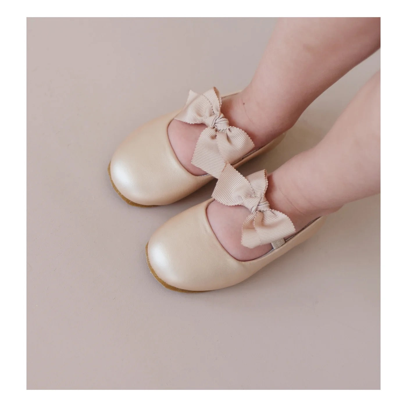L'Amour Pauline Special Occasion Bow Flat-Champagne