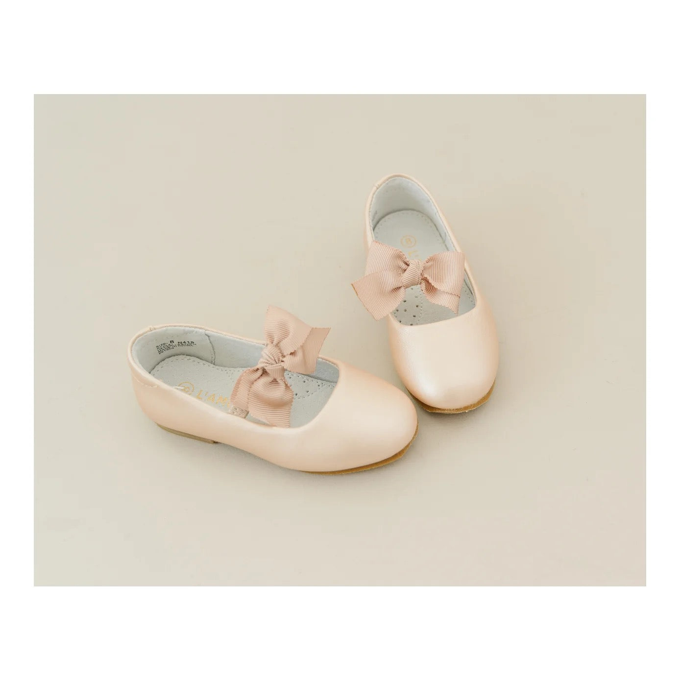 L'Amour Pauline Special Occasion Bow Flat-Champagne