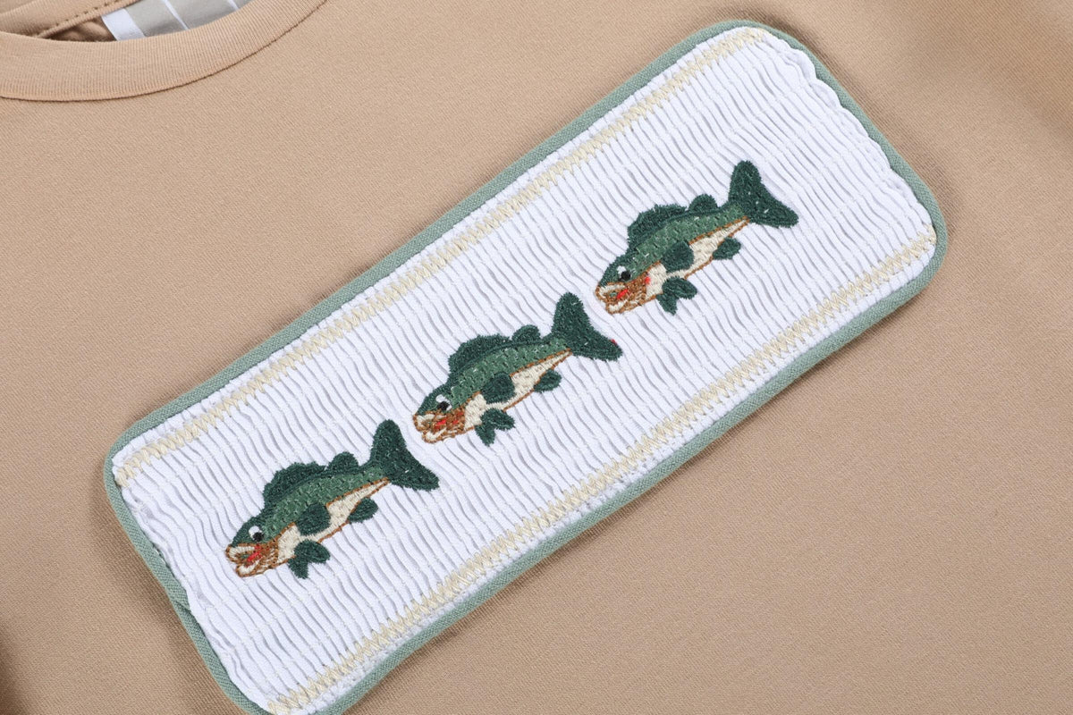 Lil Cactus Bass Smocked Shirt and Pants Set