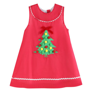 Red Pom-Pom Christmas Tree Dress