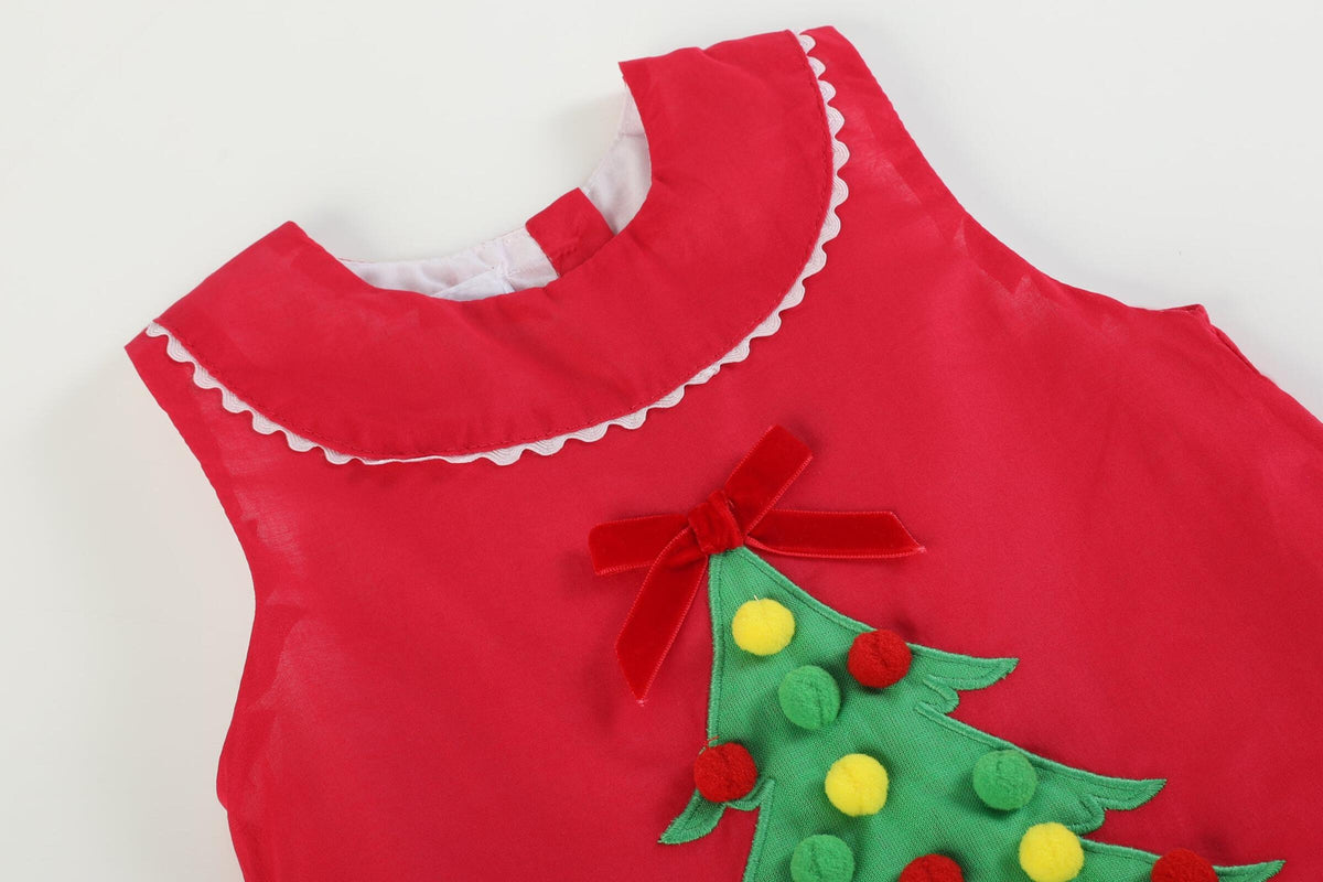 Red Pom-Pom Christmas Tree Dress