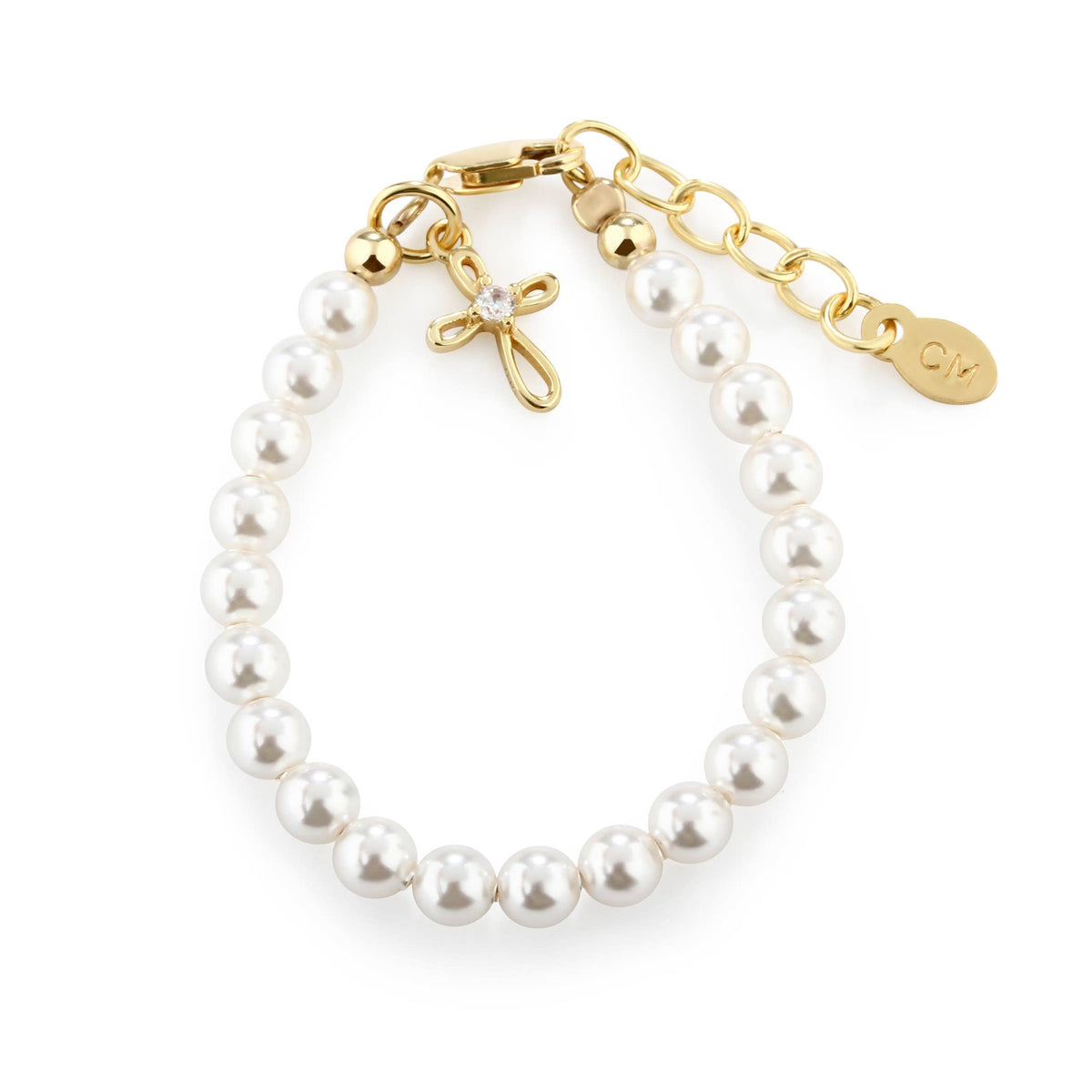 Kids14K Gold-Plated Baptism Cross Bracelet or Communion Gift: Small 0-12m