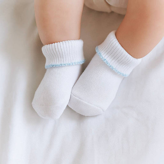 Solid Essentials White Blue Socks