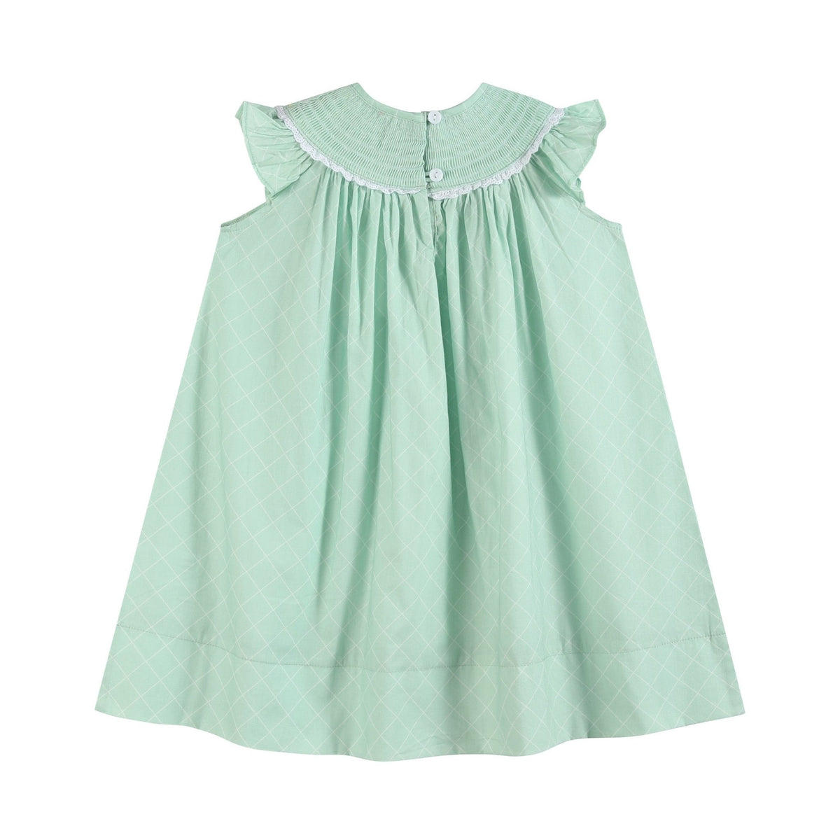 Aqua Daisy Smocked Bishop Dress