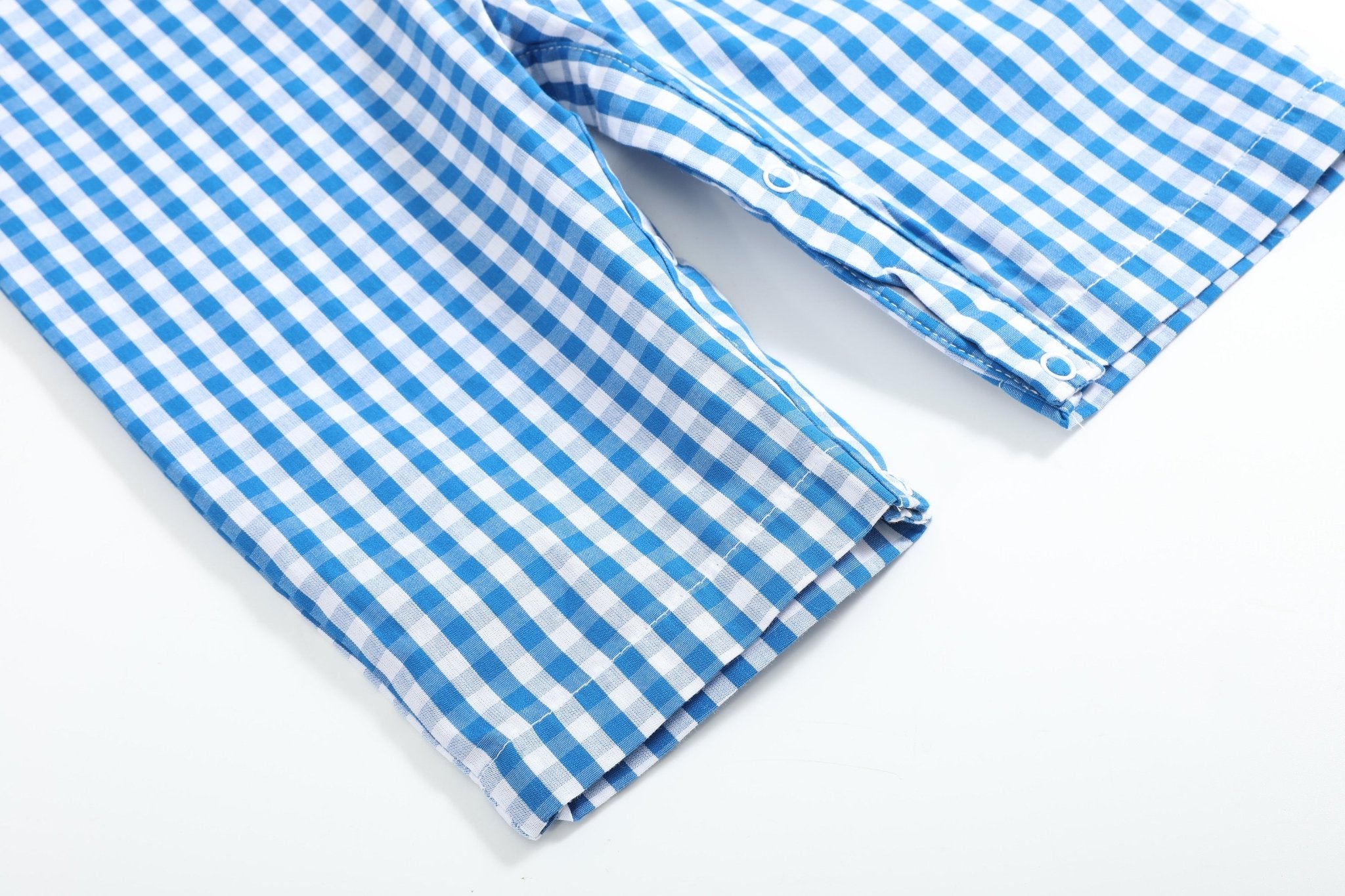 Blue Gingham Pumpkin Train Smocked Longalls